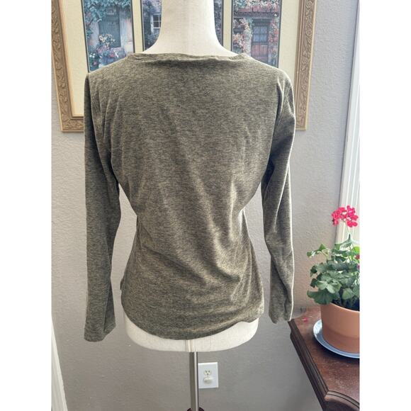 Canada Weather Gear‎ Top Soft V Neck Henley Button Medium Brown Oatmeal Logo - Picture 4 of 7